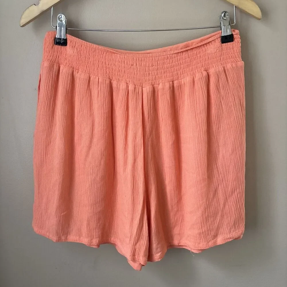 Boston Proper Women’s M Orange Linen Skort Lightweight Summer Casual